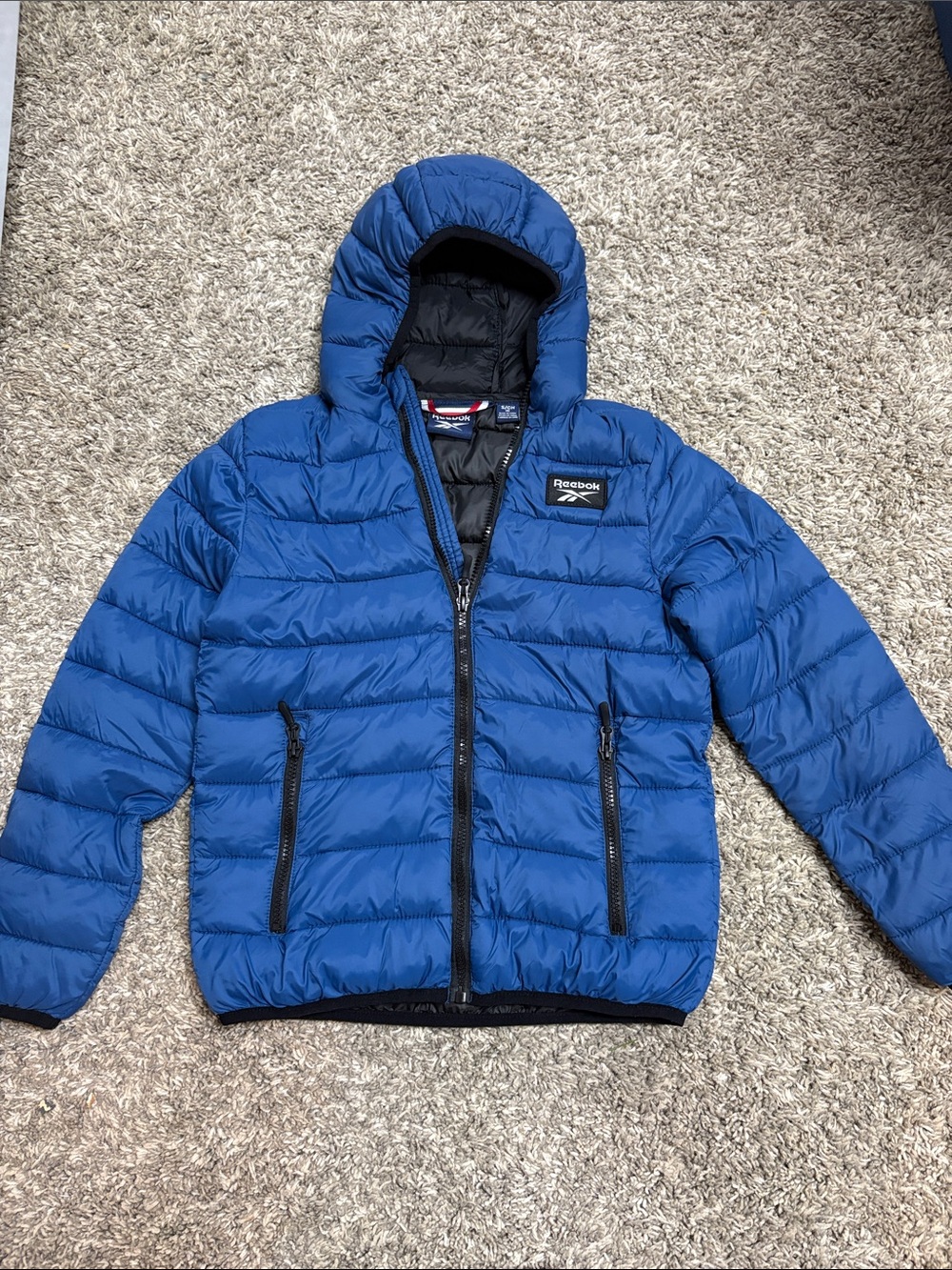 Reebok Royal Blue Hooded Puffer Jacket